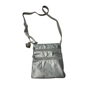 Kipling Metallic Glowy Keiko Crossbody Bag + keychain silver